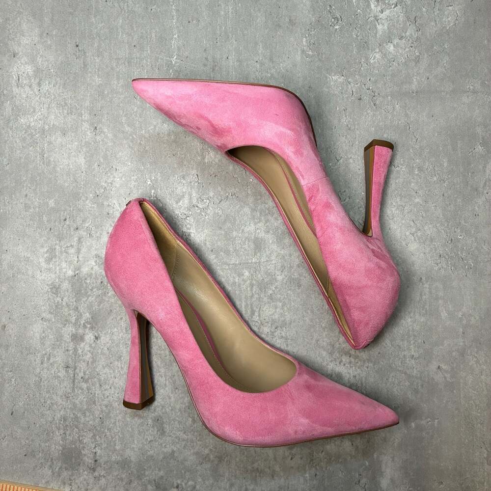 Sam Edelman Candy Pink Suede Pointed Toe High Heel Pumps